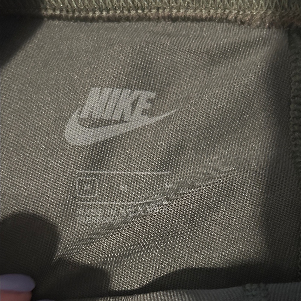Nike Olive Green Women's Bike Shorts with White Swoosh - Picture 3 of 5